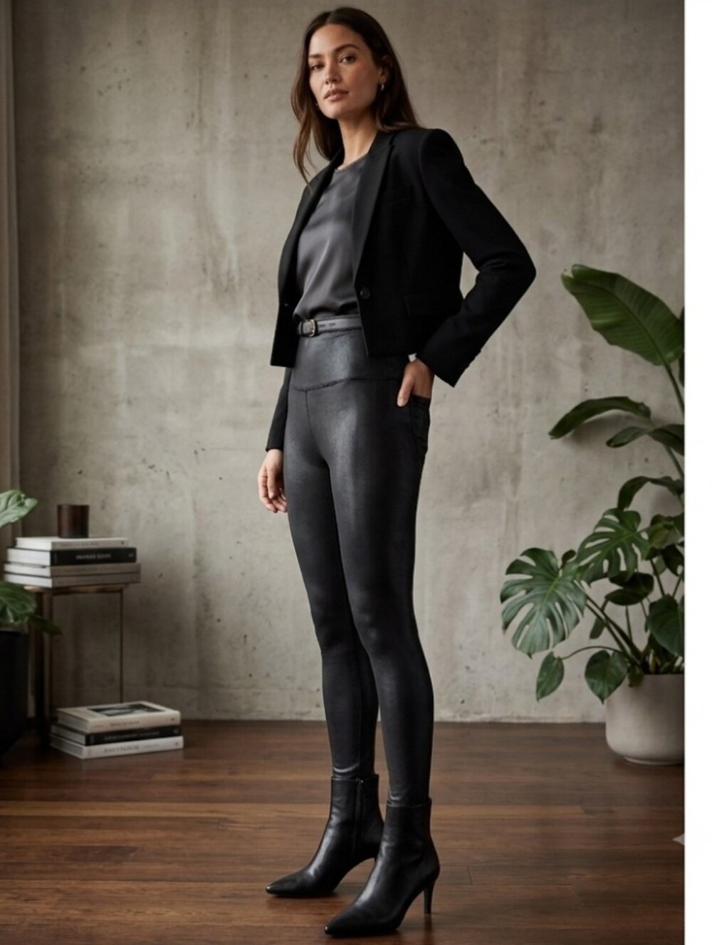SPANX Black Faux Leather-Look Jeggings